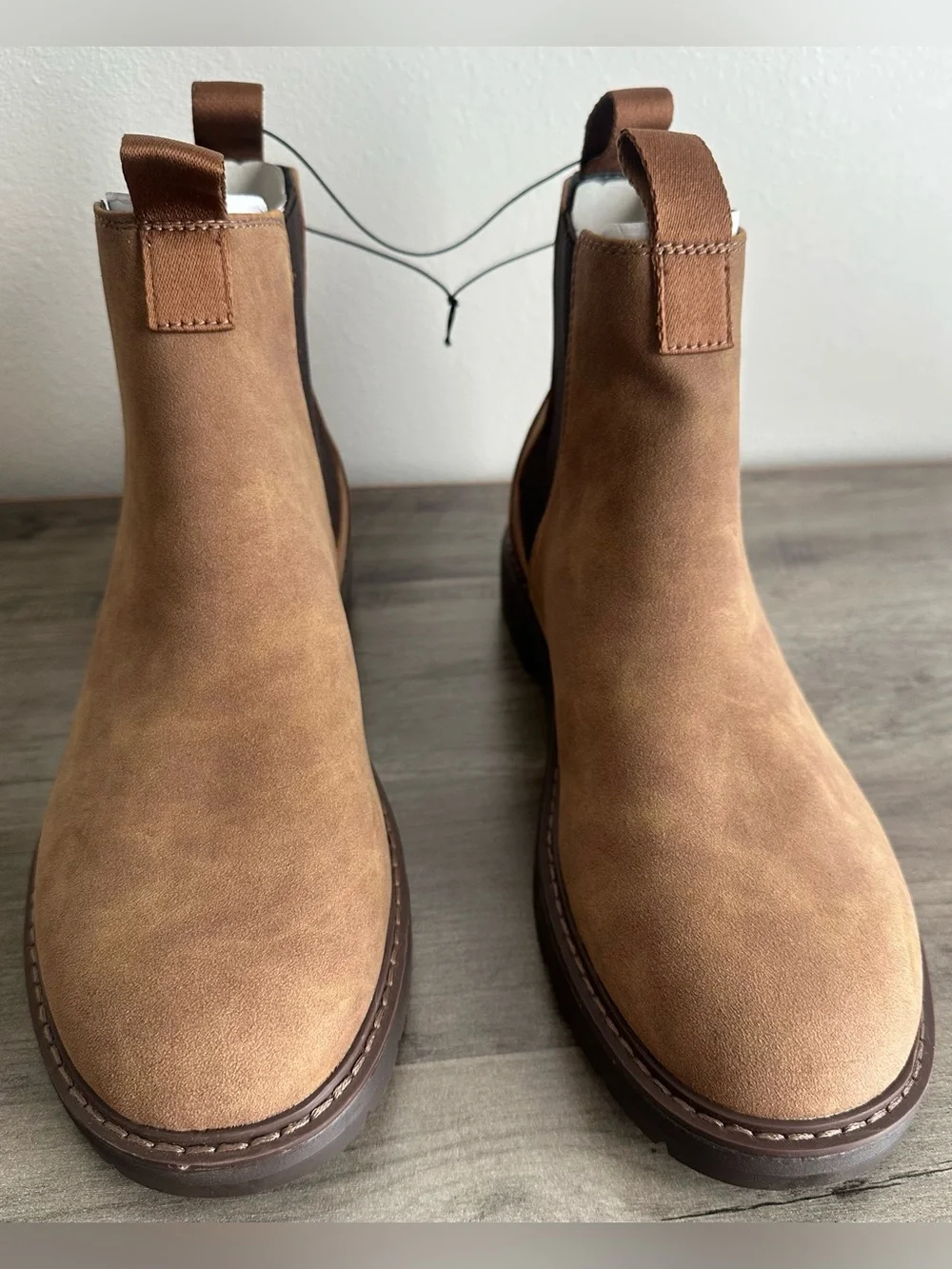 Portland Men's Casual Boots Brown Size 10 Chelsea leather flocking New In Box